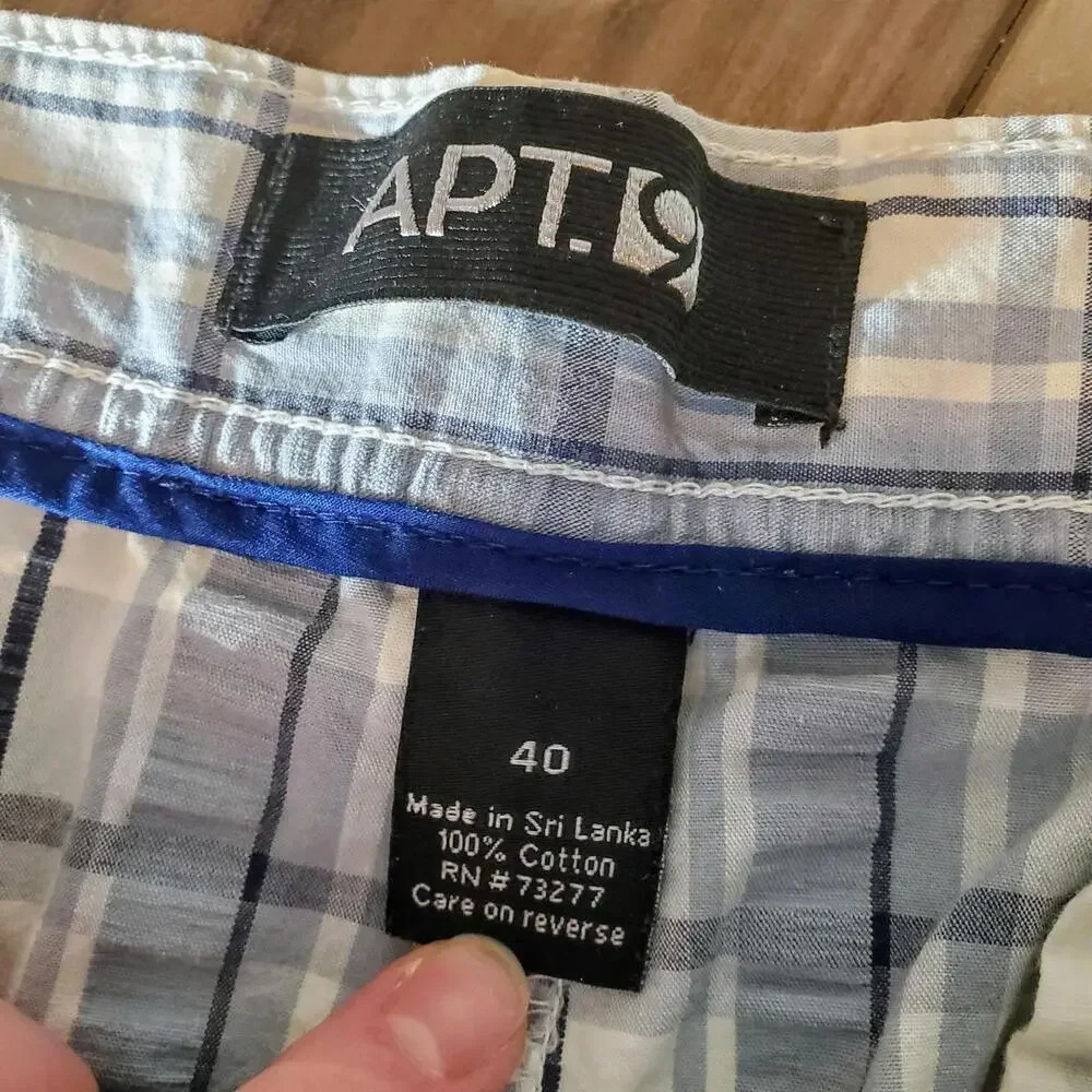 Apt. 9 Men's 100% Cotton Casual Blue and White Plaid Shorts Size 40 - Picture 2 of 12